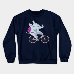 Elephant Back To School Bike Funny Crewneck Sweatshirt